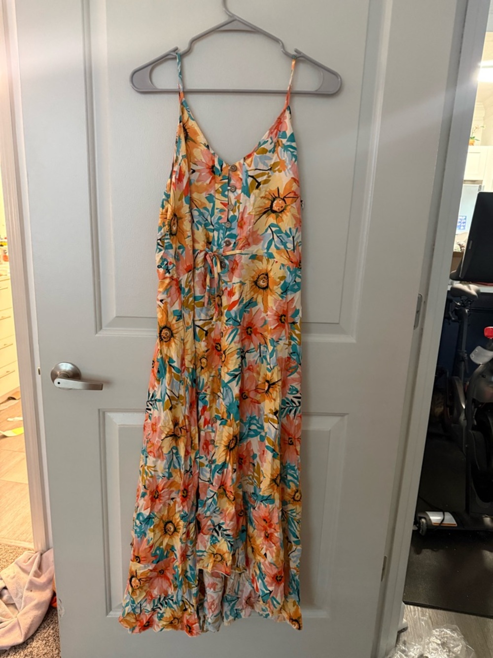 Bright floral long midi dress